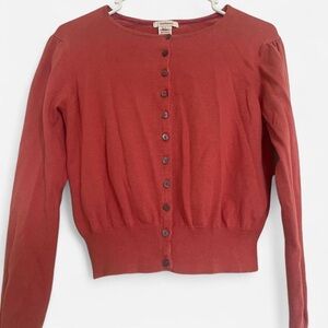 Sundance Red Orange Cotton Cardigan Button-Up Sweater Petite Large